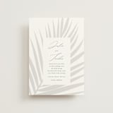 "Faded Palm" - Wedding Invitations in Mist by Lauren Chism - Front