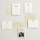 "Roses Crest" - Wedding Invitations in Pomegranate by Everett Paper Goods - Invitation Suite
