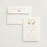 "Roses Crest" - Wedding Invitations in Pomegranate by Everett Paper Goods - Invitation with Envelope