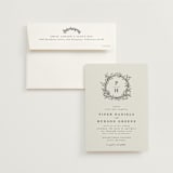 "leafy wreath" - Wedding Invitations in Cotton by Kate Ahn - Invitation with Envelope