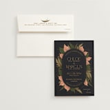 "Elegant Leaves" - Wedding Invitations in Slate by GeekInk Design - Invitation with Envelope