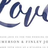 "Love" - Wedding Invitations in Navy by Shannon Chen of Four Wet Feet Studio - Detail