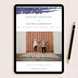 "Love" - Wedding Invitations in Navy by Shannon Chen of Four Wet Feet Studio - FREE Wedding Website