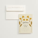 "Vintage Wildflowers" - Wedding Invitations in Yolk by Morgan Kendall - Invitation with Envelope