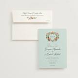 "Tropical Crest" - Wedding Invitations in Papaya by Susan Moyal - Invitation with Envelope