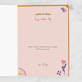 "The Greatest Book of History About Mom" - Single Greeting Cards in Peach by Kartika Paramita - Customizable Interior Example