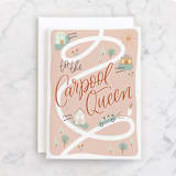 "Carpool Queen" - Single Greeting Cards in Blush by Erin German - Front