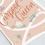 "Carpool Queen" - Single Greeting Cards in Blush by Erin German - Close-Up