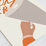 "Shout Out" - Single Greeting Cards in Apricot by Gwen Bedat - Close-Up