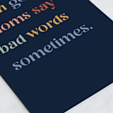 "Good Mom Bad Words" - Single Greeting Cards in Navy by Pixel and Hank - Close-Up
