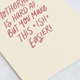 "Hard AF" - Single Greeting Cards in Buttercream by Loree Mayer - Close-Up