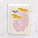 "Psychedelic Fleurs" - Single Greeting Cards in Daffodil by Annie Clark - Front