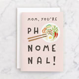 "pho" - Single Greeting Cards in Blush by chocomocacino - Front