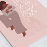 "Cuddle" - Single Greeting Cards in Blush by Dani Lugato - Close-Up