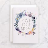 "Floral Wisp" - Single Greeting Cards in Periwinkle by Lori Wemple - Front