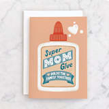 "Super Mom Glue" - Single Greeting Cards in Glue by Jess Miller Draws - Front