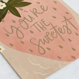"Sweet As Strawberry" - Single Greeting Cards in Blush by Vera Lim - Close-Up