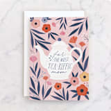"Tea-rific Mom" - Single Greeting Cards in Rose by Sabrin Deirani - Front