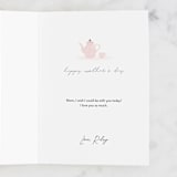 "Tea-rific Mom" - Single Greeting Cards in Rose by Sabrin Deirani - Customizable Interior Example