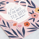"Tea-rific Mom" - Single Greeting Cards in Rose by Sabrin Deirani - Close-Up