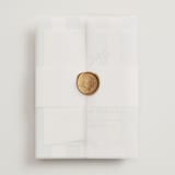 "Island Palm" - Wedding Invitations in Low Tide by Susan Zinader - Assembled with Vellum Wrap and Wax Seal