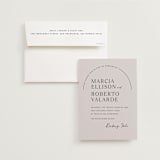 "Overjoyed" - Wedding Invitations in Almond by Jill Means - Invitation with Envelope