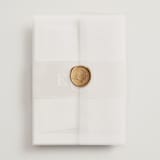 "Floral Ampersand Monogram" - Wedding Invitations in Toffee by Amanda Day - Assembled with Vellum Wrap and Wax Seal