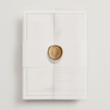 "botanical cameo" - Wedding Invitations in Swan by Lori Wemple - Assembled with Vellum Wrap and Wax Seal