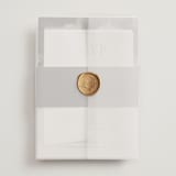 "Close-up" - Wedding Invitations in Sandstone by Nicole Walsh - Assembled with Vellum Wrap and Wax Seal