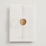 "Woods" - Wedding Invitations in Moss by Kelly Schmidt - Assembled with Vellum Wrap and Wax Seal