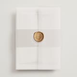 "Romantic Wreath" - Wedding Invitations in Chantilly by Wildfield Paper Co - Assembled with Vellum Wrap and Wax Seal