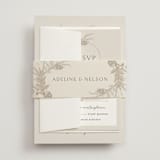 "Preserved Fall Botanicals" - Wedding Invitations in Linen by Erin Deegan - Assembled with Belly Band