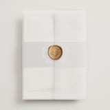 "Modern Crest" - Wedding Invitations in Sea by Kristen Smith - Assembled with Vellum Wrap and Wax Seal