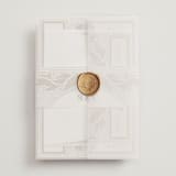 "Floral mosaic" - Wedding Invitations in Sand by GeekInk Design - Assembled with Vellum Wrap and Wax Seal