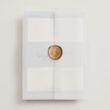 "Cheers" - Wedding Invitations in Sky by Blustery August - Assembled with Vellum Wrap and Wax Seal