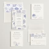 "Southern Charm Toile" - Wedding Invitations in Periwinkle by Jenna Holcomb - Invitation Suite