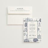"Boston Toile" - Wedding Invitations in Marine by Jenna Holcomb - Invitation with Envelope