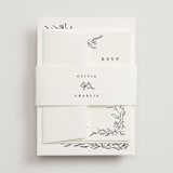 "Floral Cascade" - Wedding Invitations in Alpine by Pixel and Hank - Assembled with Belly Band