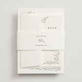 "Floral Cascade" - Wedding Invitations in Fern by Pixel and Hank - Assembled with Belly Band