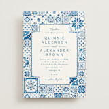 "watercolor tile" - Wedding Invitations in Navy by Anastasia Makarova - Front