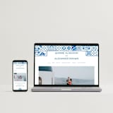 "watercolor tile" - Wedding Invitations in Navy by Anastasia Makarova - FREE Wedding Website