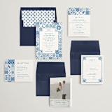 "watercolor tile" - Wedding Invitations in Navy by Anastasia Makarova - Invitation Suite