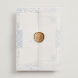 "watercolor tile" - Wedding Invitations in Navy by Anastasia Makarova - Assembled with Vellum Wrap and Wax Seal