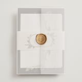 "Vintage Print" - Wedding Invitations in Licorice by GeekInk Design - Assembled with Vellum Wrap and Wax Seal