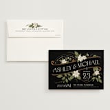 "Vintage Print" - Wedding Invitations in Licorice by GeekInk Design - Invitation with Envelope