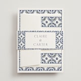 "watercolor tile" - Wedding Invitations in Cobalt by Katharine Watson - Assembled with Belly Band