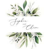"Greenery Banner" - Wedding Invitations in Navy by Susan Moyal - Close-Up
