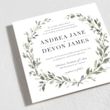 "Watercolor Wreath" - Wedding Invitations in Linen by Katrina Crouch - Close-Up