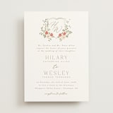 "Roses Crest" - Wedding Invitations in Pomegranate by Everett Paper Goods - Front
