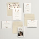 "Roses Crest" - Wedding Invitations in Pomegranate by Everett Paper Goods - Invitation Suite